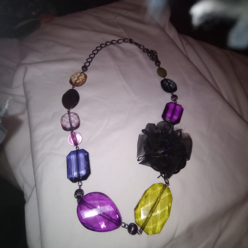 Vintage Ny Purple Black Beaded And Dark Silver 32 Necklacesize One Size 50$